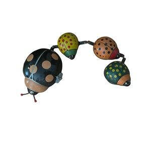 Vintage TPS Japan Tin Wind-Up Toy Lady Bug and Baby Beetles Working